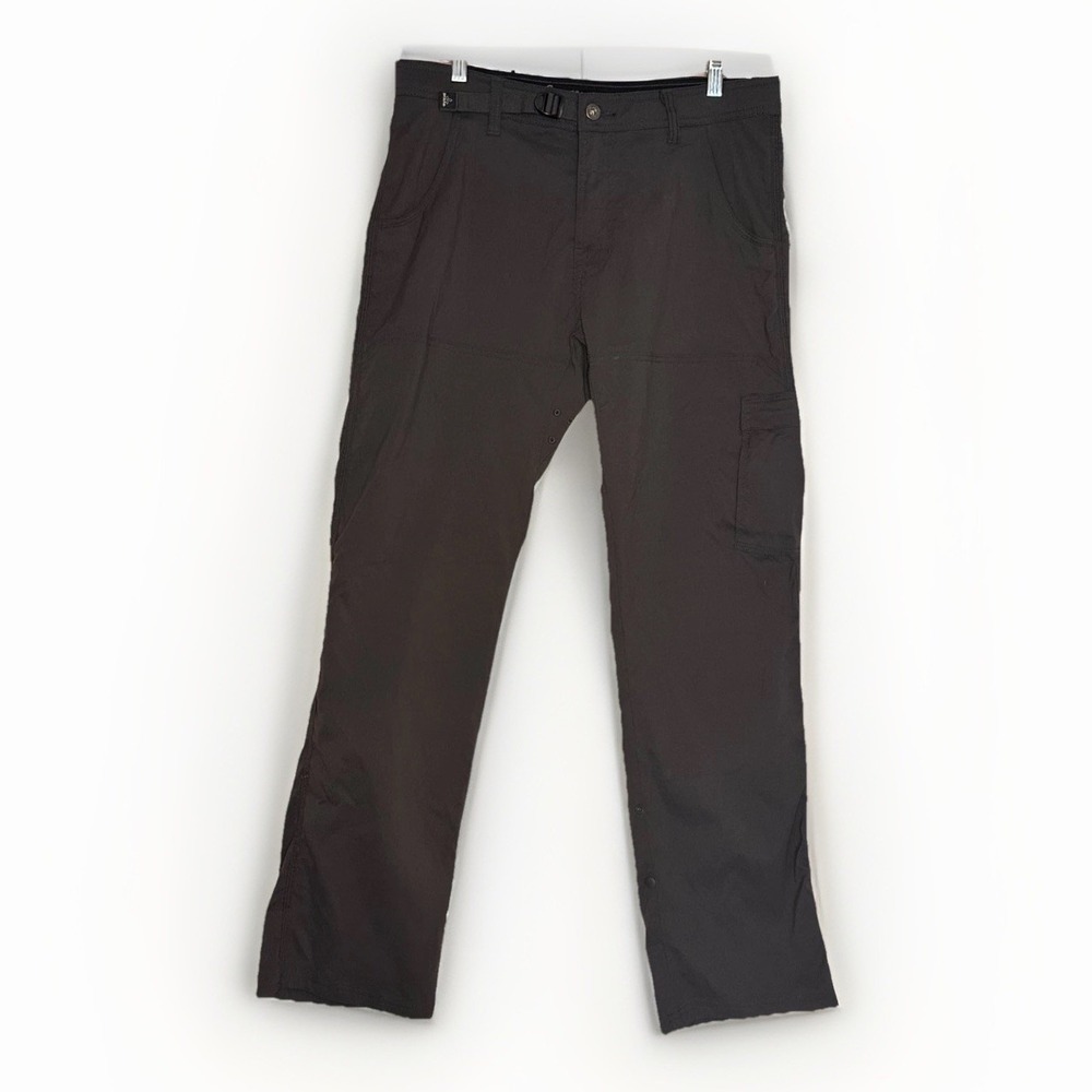 Prana Stretch Zion Pants Mens 34x32 Gray Hiking Outdoor Trail Cargo Utility Gorp
